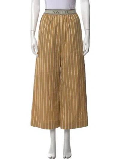 Pre-owned Yaitte Striped Wide Leg Pants In Neutrals
