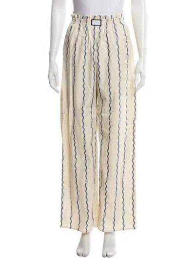 Pre-owned Yaitte Striped Wide Leg Pants In Neutrals