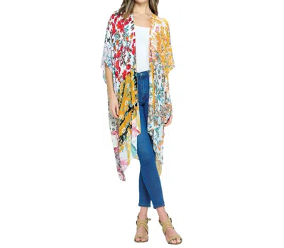 Yak & Yeti Boho Floral Kimono Wrap In Mustard Multi