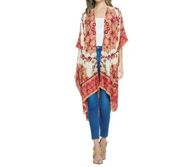 Yak & Yeti Boho Floral Mandala Kimono Wrap In Maroon