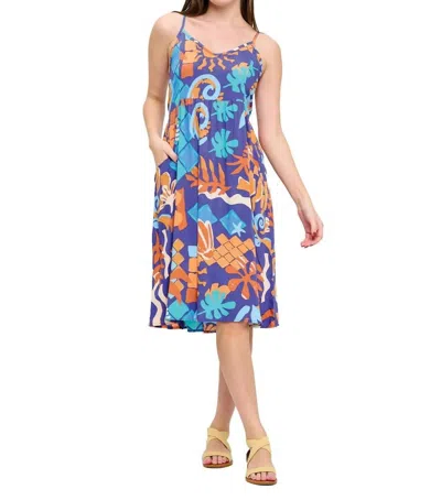 Yak & Yeti Boho Midi Floral Dress In Blue