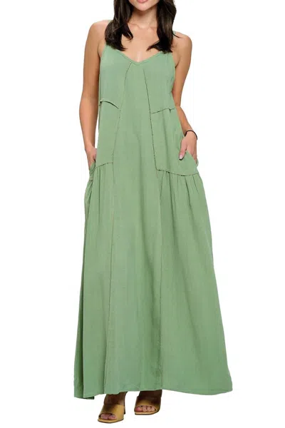 Yak & Yeti Boho Patchwork Maxi Dress In Green