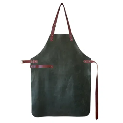 Yako&co Premium Genuine Leather Apron - Green Forest A