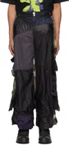 Yaku Black & Purple M Cargo Pants In Multicolour