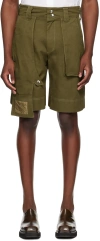 Yaku Green 7-poc Denim Shorts In Green