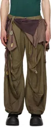 Yaku Khaki & Brown Journey Trousers In Khaki