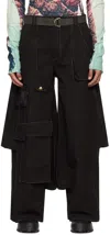 Yaku Ssense Exclusive Black 7-pocket Cargo Pants In Black
