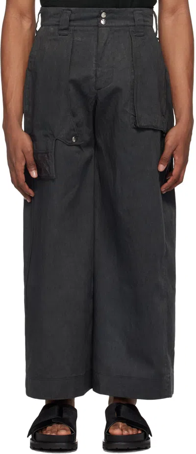 Yaku Ssense Exclusive Gray Cargo Pants In Charcoal