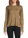 Yal Essentials Women's Ribbed Metallic Sweater In Gold