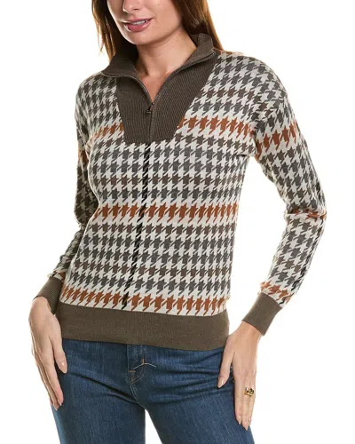 Yal New York 1/4-zip Mock Sweater In Brown
