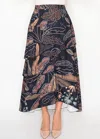 Yal New York Abstract Floral Ruffle Skirt In Navy In Multi