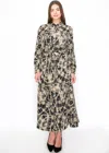 Yal New York Abstract Tie-dye Long Sleeve Dress In Black