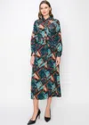 Yal New York Abstract Turquoise Pleated Midi Dress In Multi