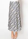 Yal New York Abstract Waves Navy Print Skirt In Blue
