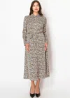 Yal New York Amber & Black Patterned Midi Dress In Gold