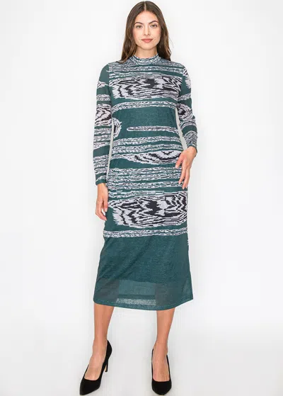 Yal New York Artistic Green Print Dress