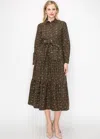 Yal New York Autumn Blossom Belted Midi Dress In Brown