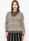 Yal New York Autumn Houndstooth Knit Sweater In Multi