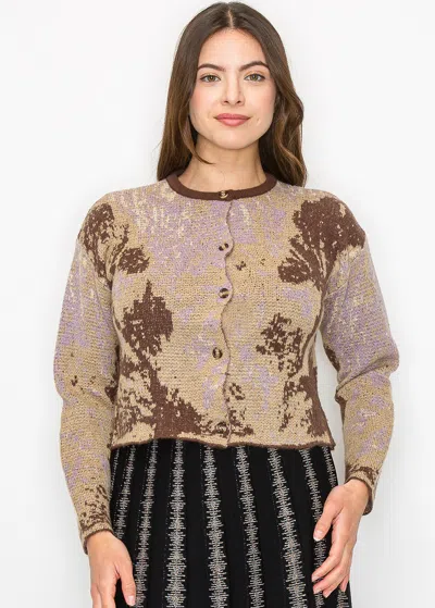 Yal New York Autumn Hues Buttoned Cardigan In Brown
