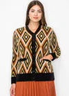 Yal New York Autumn Vibes Geometric Cardigan In Black