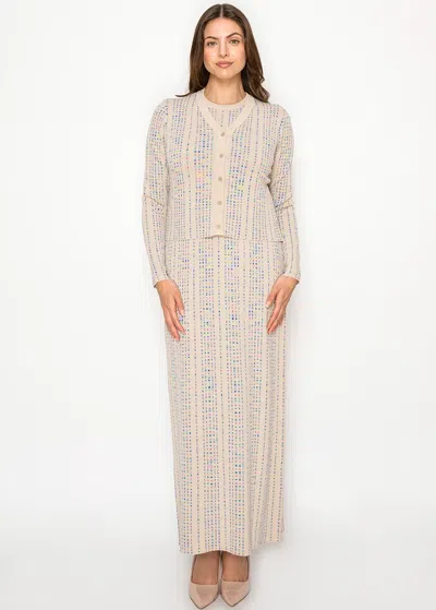 Yal New York Beige Knit Maxi Dress & Cardigan Set In Neutral