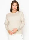 Yal New York Beige Long-sleeve Sweater With Ribbed Accents In Beige