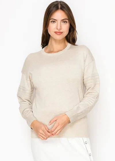 Yal New York Beige Long-sleeve Sweater With Ribbed Accents
