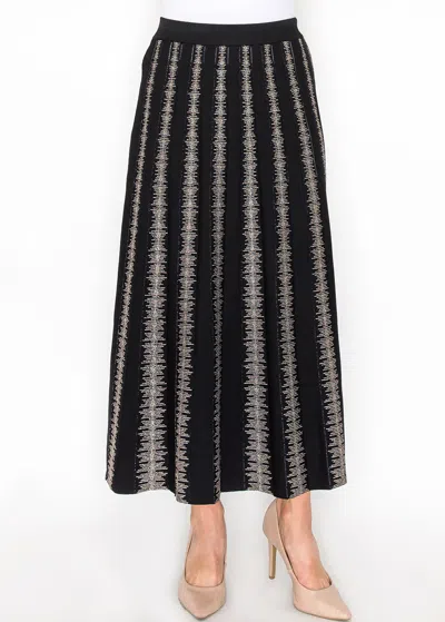 Yal New York Black And Gold Striped Knit Skirt
