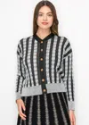 Yal New York Black And Grey Buttoned Cardigan In Black