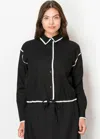 Yal New York Black & White Scallop Trim Linen Blouse In Multi