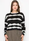 Yal New York Black & White Swirl Sweater In Black