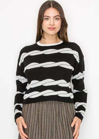 Yal New York Black & White Swirl Sweater