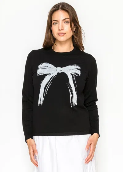 Yal New York Black Bow Graphic Knit Sweater
