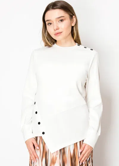 Yal New York Black Button Accent White Top
