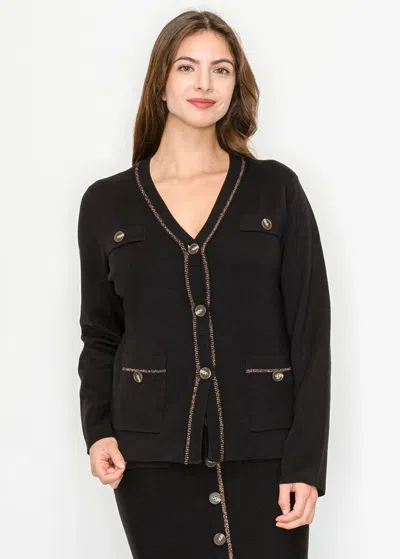 Yal New York Black Button Cardigan With Pocket Detail