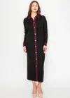 Yal New York Black Cable Knit Maxi Dress With Burgundy Trim In Black