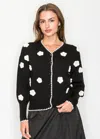 Yal New York Black Cardigan With Floral Detail In Black