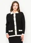 Yal New York Black Cardigan With White Accents In Black