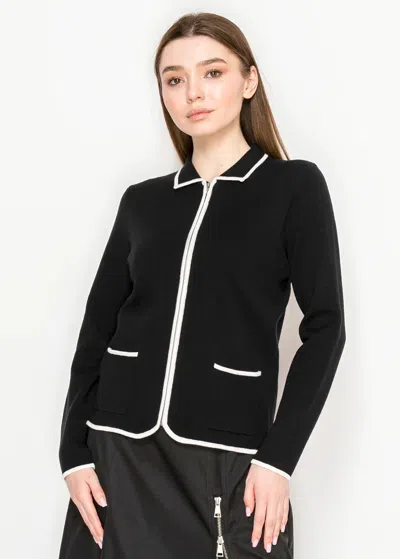 Yal New York Black Contrast Trim Cardigan