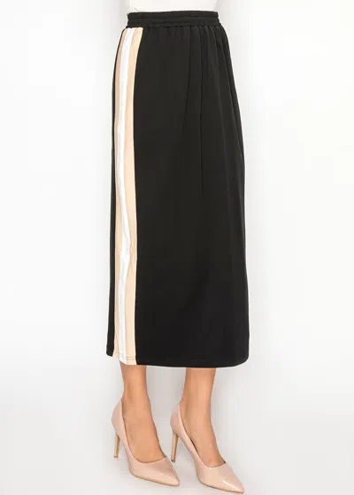 Yal New York Black Cotton Midi Skirt