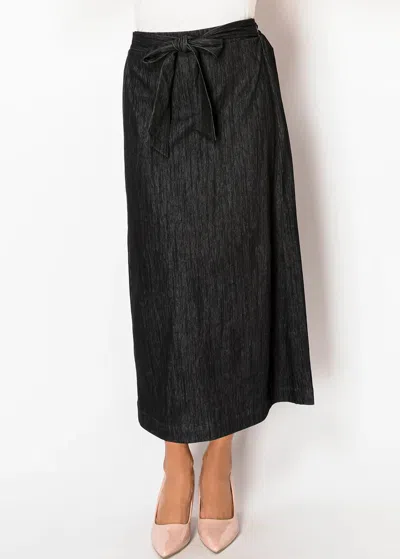 Yal New York Black Denim Midi Skirt In Multi