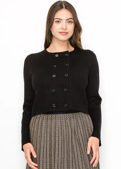 Yal New York Black Double-breasted Button Cardigan