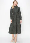 Yal New York Black Floral Belted Midi Dress In Black
