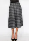 Yal New York Knit Houndstooth A-line Skirt In Black