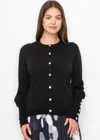 Yal New York Black Knit Cardigan With Stylish Sleeve Details In Black