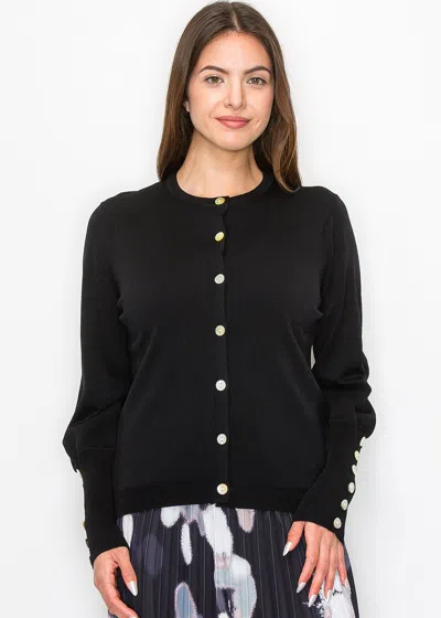 Yal New York Black Knit Cardigan With Stylish Sleeve Details