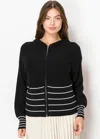 Yal New York Black Knit Hoodie With Contrast Stripes In Black
