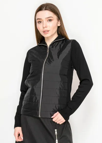 Yal New York Black Knit Jacket With Quilted Front