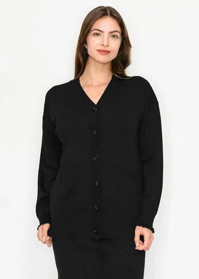 Yal New York Black Knit V-neck Cardigan