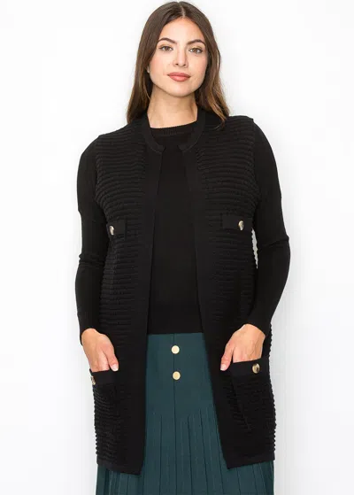 Yal New York Black Knit Vest With Gold Button Details